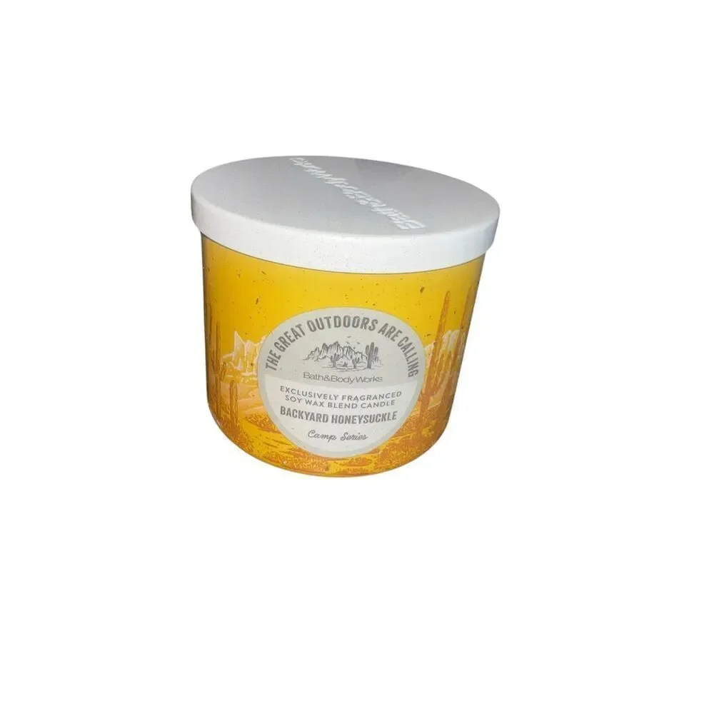 Bath & body works backyard honeysuckle 3 wick 14.5 oz soy blend candle